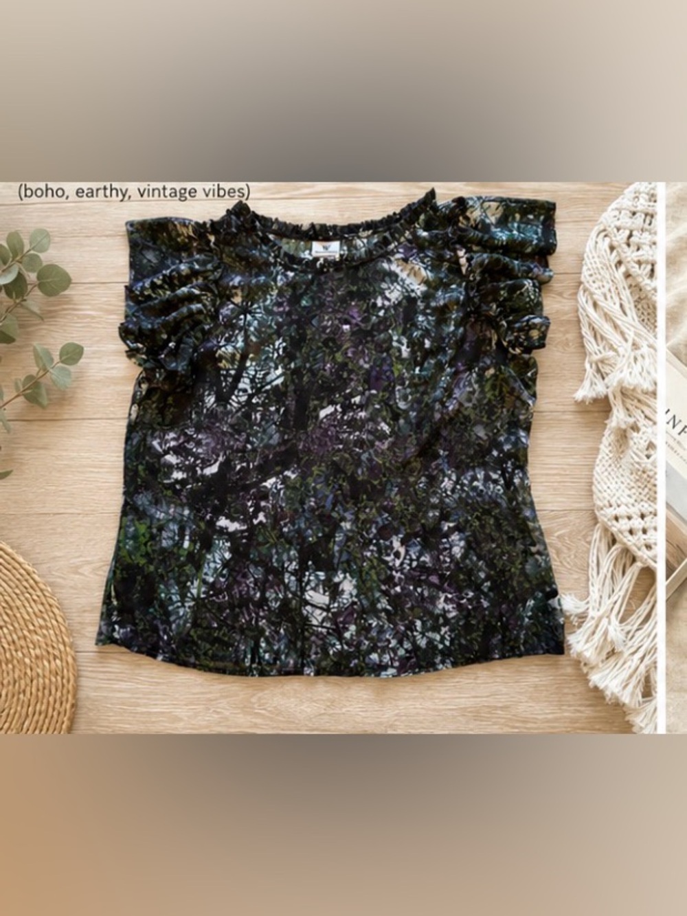 Worthington Multicolor Floral Ruffle Short-Sleeve Blouse